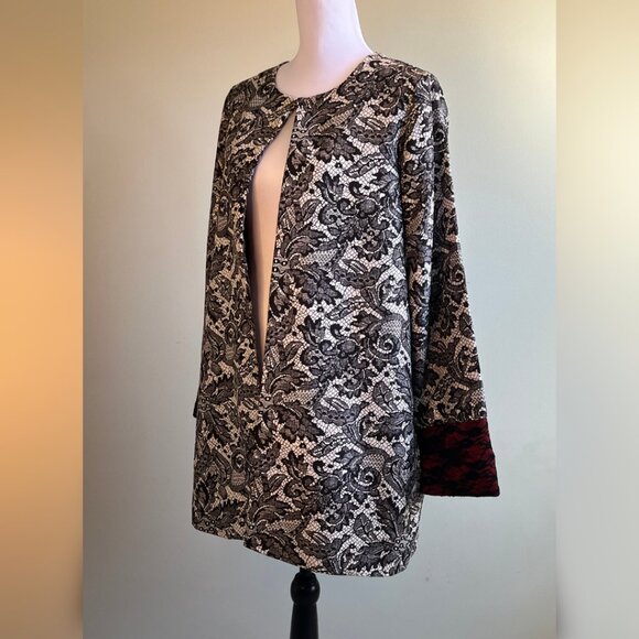 Lace Printed LIMELIGHT 2 PC Open Front Jacket Blazer with Red Lining - Picture 16 of 17